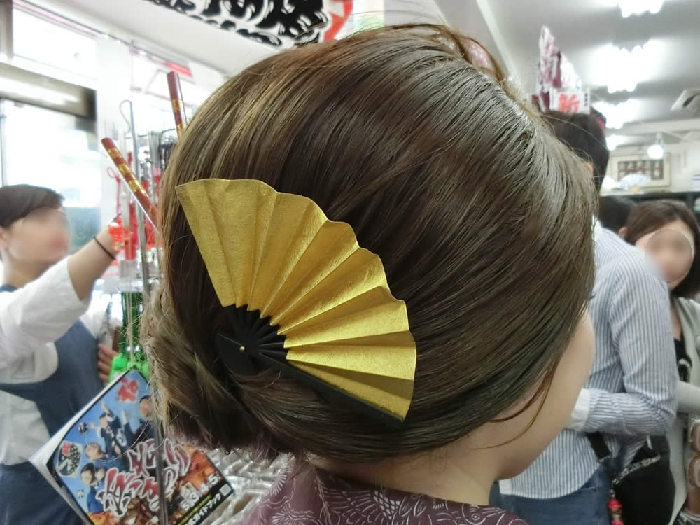 祭りヘア　祭り女子　ヘアアレンジ　ヘアスタイル　髪型　扇子