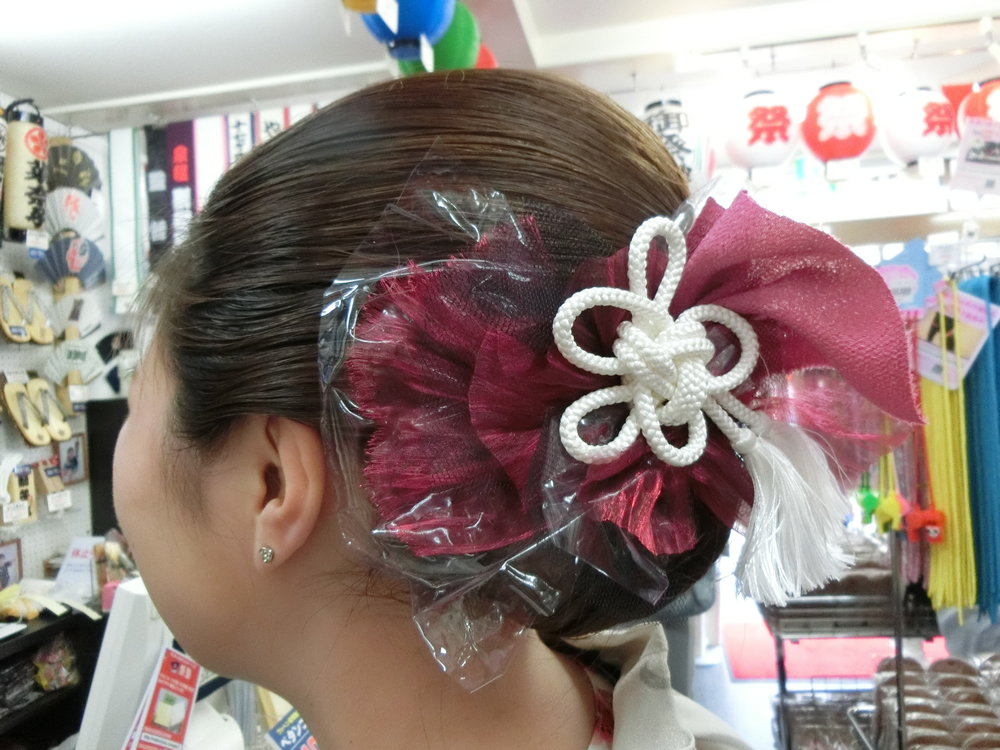 祭りヘア　ヘアスタイル　髪飾り　手作り　ハンドメイド