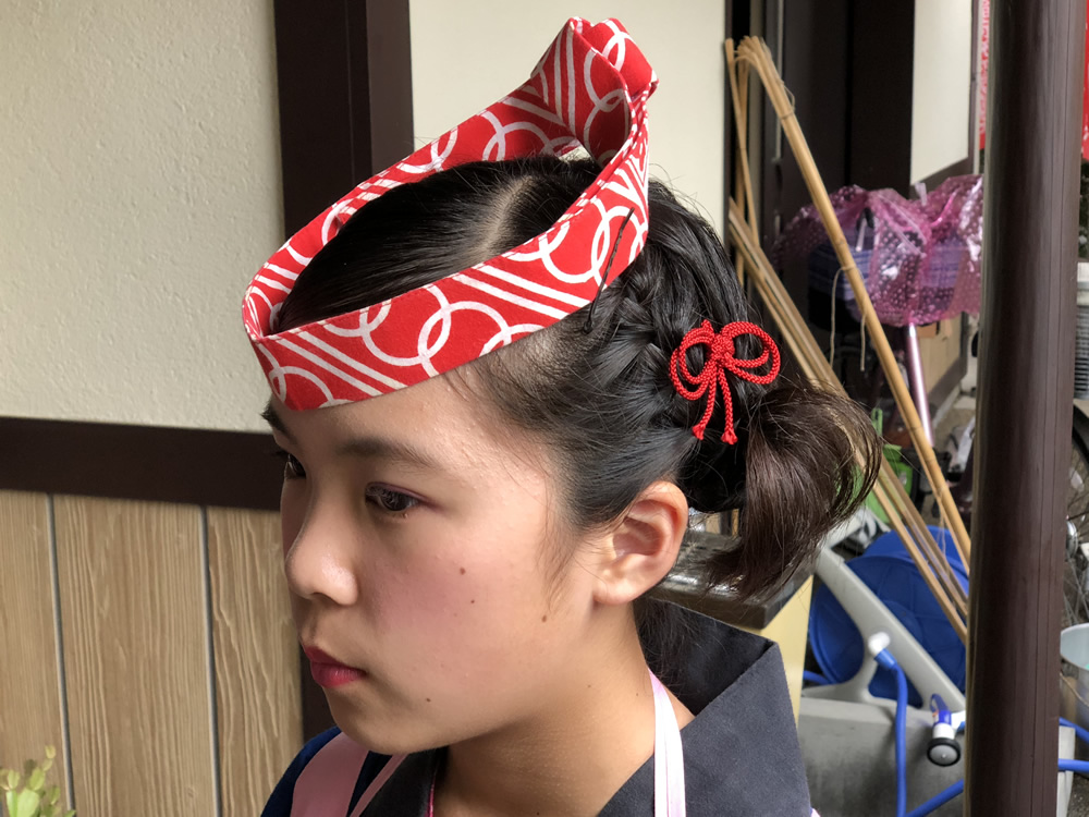 祭りヘア　ヘアスタイル　髪飾り　手作り　ハンドメイド